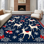 Festive Reindeer Snowflakes Bells Garland Rug