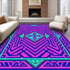Bold Pink Blue Geometric Labyrinth Rug