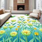 Green Hummingbirds Yellow Floral Garden Rug