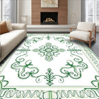 Emerald Green Floral Medallion Rug