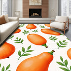 Orange Squash with Green Leaf Sprigs Rug