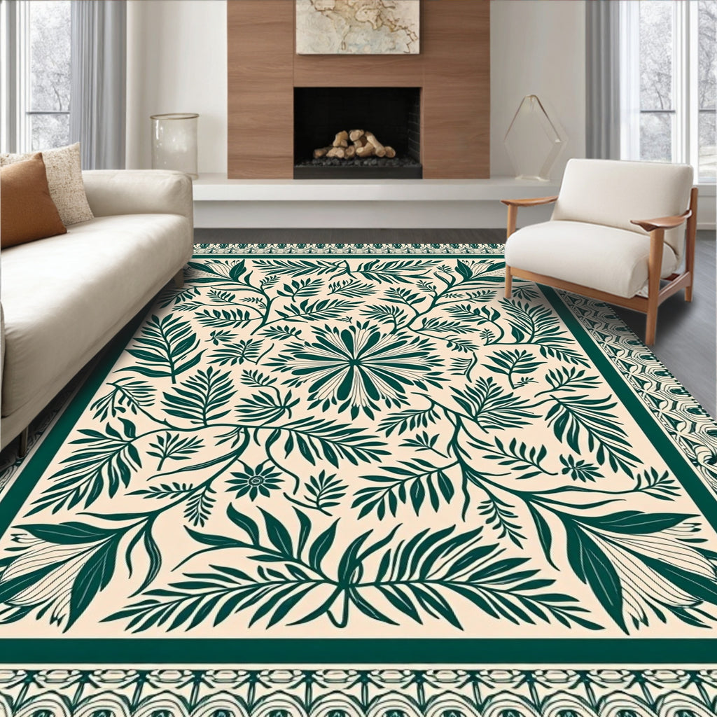Emerald Green Botanical Garden Blanket Rug