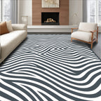 Modern Gray White Wavy Lines Rug