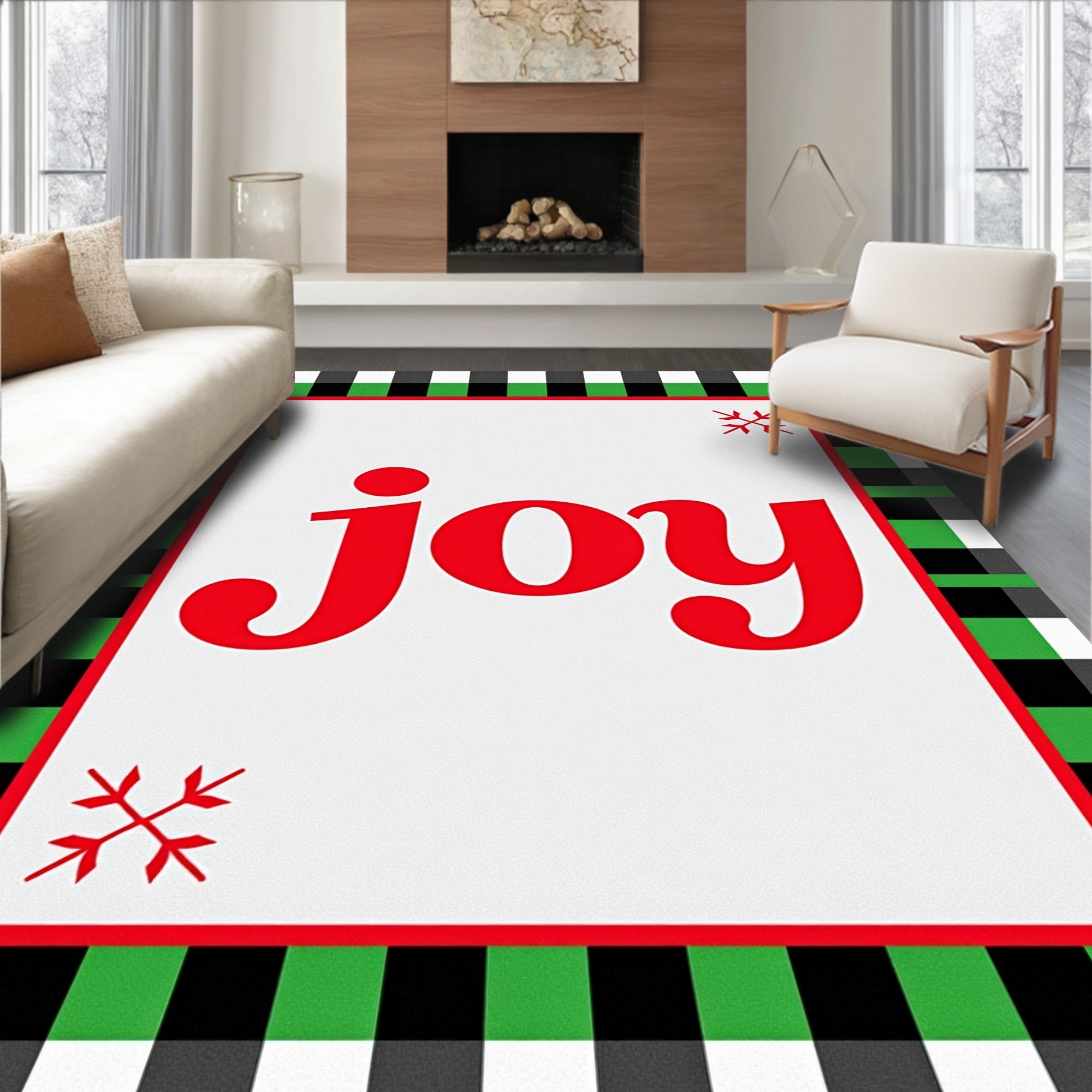 Red Joy Buffalo Check Border Rug