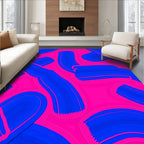 Bold Blue Brushstroke Pink Abstract Rug