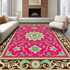 Vivid Pink Floral Vine Border Rug