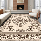 Classic Brown Filigree Medallion Border Rug