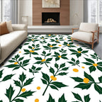 Deep Green Holly Berry Botanical Rug