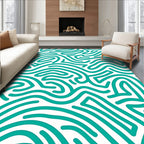 Aqua Modern Wavy Lines Rug