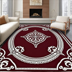 Crimson White Ornate Floral Medallion Rug