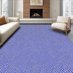 Navy White Geometric Maze Rug