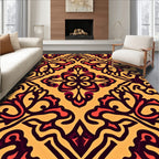 Terracotta Yellow Volute Scroll Rug
