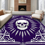 Gothic Skull White Ornate Deep Purple Rug