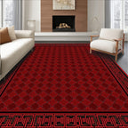 Rich Red Geometric Greek Key Rug
