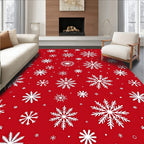 Festive Red White Snowflake Scatter Rug