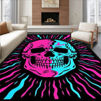 Neon Pink Cyan Skull Burst Rug