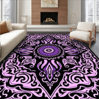 Purple Black Mandala Scroll Rug