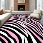 Pink Black White Zebra Stripe Rug