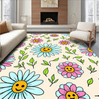 Retro Smiley Flower Garden Rug