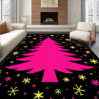 Hot Pink Christmas Tree Snowflakes Rug