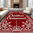 Festive Red White Swirl Border Rug