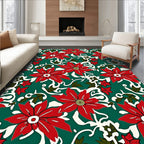 Vibrant Red Poinsettia Swirl Background Rug