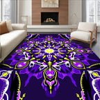 Vibrant Purple Yellow Starburst Medallion Rug