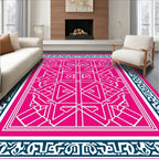 Hot Pink Geometric Interlocking Diamond Rug