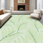 Soft Green Feathered Leafy Branches Rug