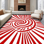 Bold Crimson Swirl Sunburst Rug