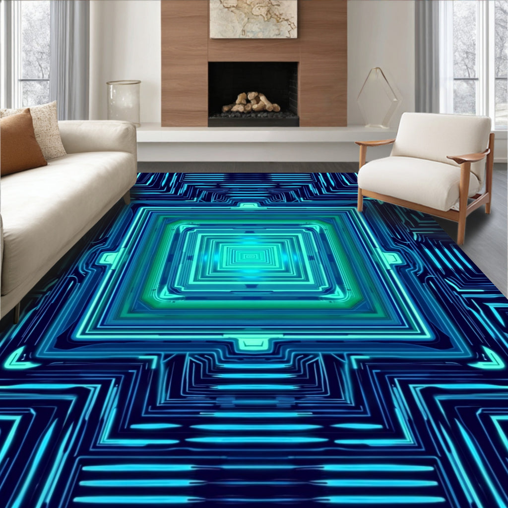 Deep Ocean Geometric Circuit Rug