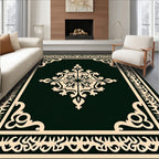 Elegant Ivory Cream Medallion Border Rug