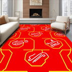Red Yellow Octagon Abstract Swirl Rug