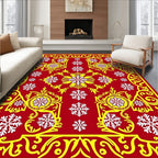 Crimson Yellow Snowflake Medallion Rug