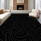 Dark Gray Swirling Abstract Lines Rug