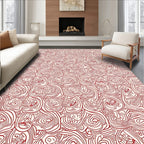 Crimson Abstract Swirl Collage Rug