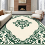 Forest Green Floral Medallion Border Rug