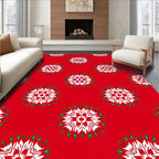 Crimson Snowflake Starburst Medallion Rug