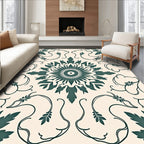 Jade Green Floral Medallion Ivory Rug