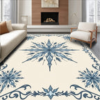 Pale Blue Snowflake Border Medallion Rug