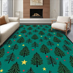 Evergreen Trees Red Dots Yellow Stars Rug