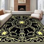 Golden Celestial Sunburst Mandala Rug