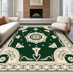 Emerald Cream Medallion Floral Border Rug