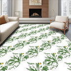Green Leafy Swirls with Orange Accents Rug