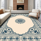 Deep Blue Floral Arch Medallion Rug