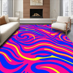 Vivid Pink Blue Yellow Swirl Rug