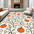 Autumn Orange Pumpkin Vine Swirls Rug