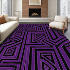 Bold Purple Geometric Maze Statement Rug