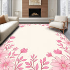 Pink Floral Vine Border Rug