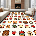 Whimsical Village Heart Motif Rug